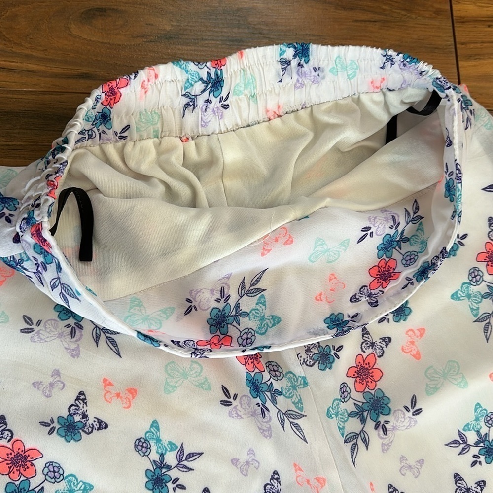 🔥White BoHo floral, print paint skirt size small stretch waist - Picture 9 of 11